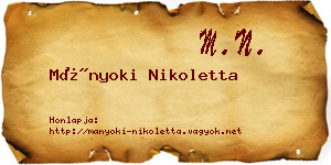 Mányoki Nikoletta névjegykártya